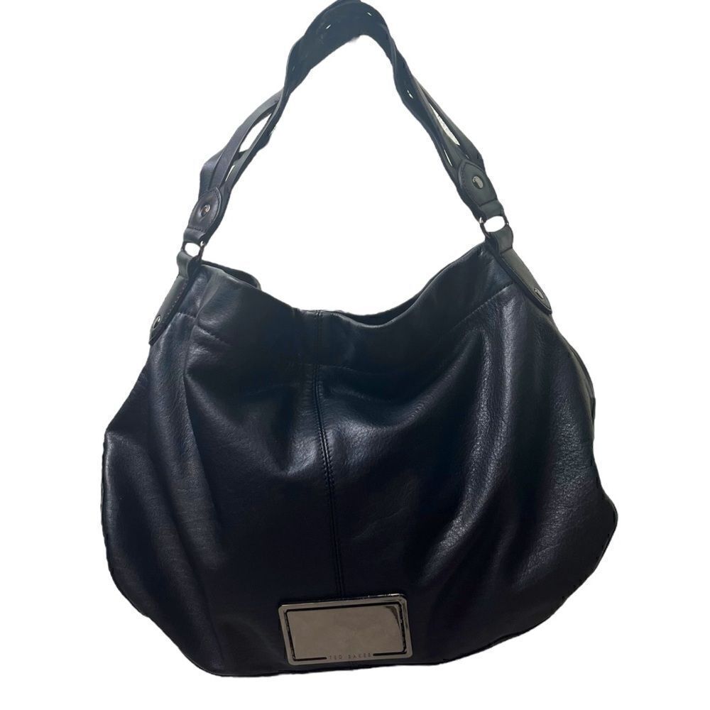 NWOT Lg Ted Baker Blk Leather Hobo w/Braided Interlaced Shoulder Strap w/5" Drop